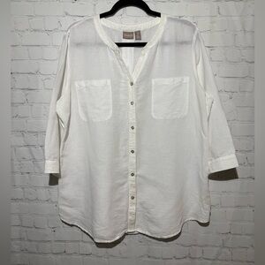 chico’s size 3=large white button front top
